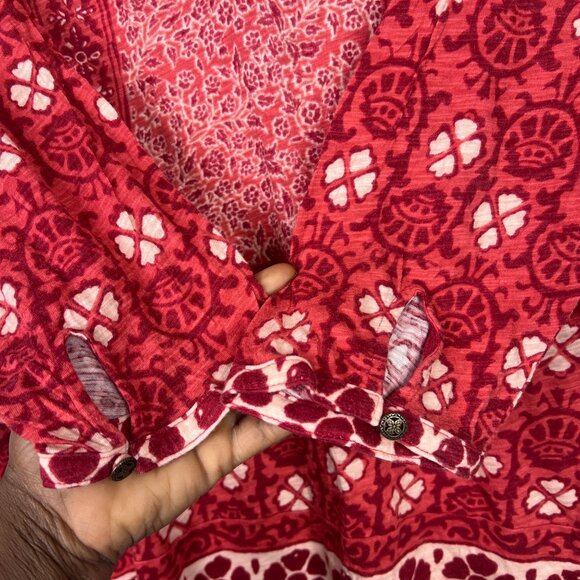 Lucky Brand Women's 2X Boho Floral Shirt Red Multi Lightweight Stretch‎ Top - Picture 5 of 11